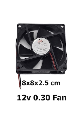 12v Dc 0.30a Brushless Soğutucu Fan 8x8x2.5 Cm 80mm Kasa Güç Kaynağı Kuluçka Uyumlu Büyük Fan