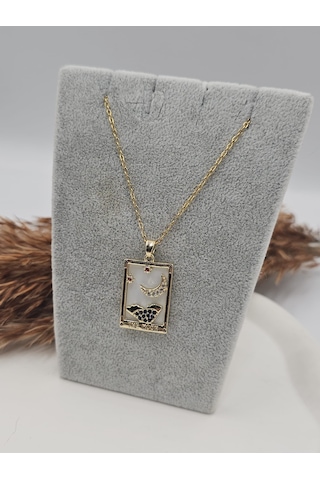 The Moon Tarot Kartı Çelik Kolye