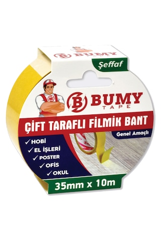 Çift Taraflı Filmik Bant 35mm X 10mt Şeffaf