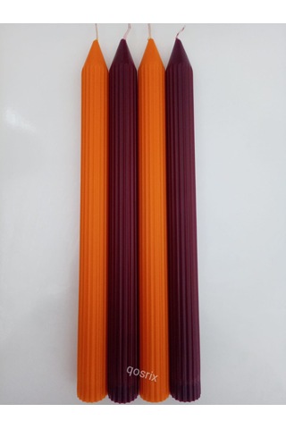 Yılbaşı Özel Serisi 4'lü Turuncu Bordo Şamdan Doğal Soya Mumu