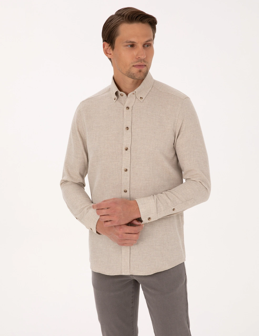 Pierre Cardin Erkek Bej Gömlek Desenli 50316768-vr011 Bej