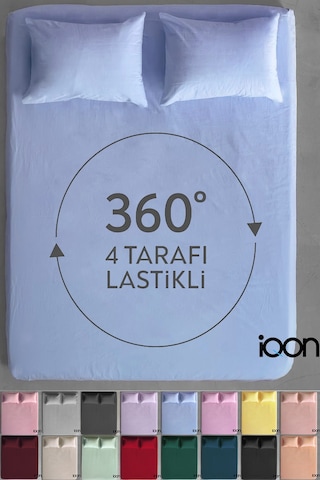 İqon Ranforce Dokuma Lastikli Çarşaf Takımı Tek Kişilik - 21 Renk Mavi