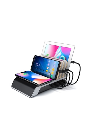 Ally Multiport 10W Wireless Kablosuz Şarj Cihazı Organizer Stand (121664883)-Siyah