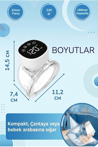Babyhope MY-376 Göğüs Pompası Şarjlı Giyilebilir Elektrikli Sessiz ve Elleri Serbest Kullanım 2 Adet
