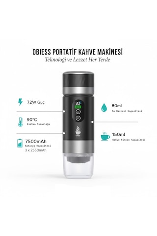 Obiem Obiess 72 W Taşınabilir Espresso Kahve Makinesi