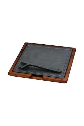 Lava Ahşap ve Döküm Demir Hot Plate Servis Tahtası 25 x 25 CM