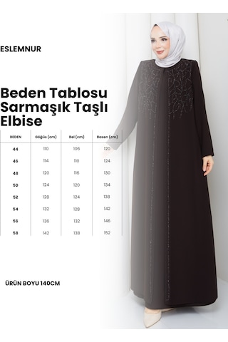 Eslemnur Sarmaşık Taşlı Büyük Beden Anne Elbisesi Lacivert