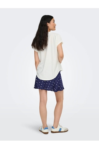 Only Onlmolly S/s O-neck Dobby Top Jrs Kadın T-shirt 15368563 Ekru
