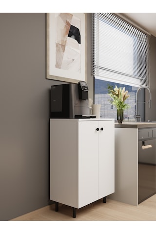 Modern 3 Raflı Çok Amaçlı Dolap - 87x50x30 Cm Mutfak & Banyo Düzenleyici - Robot Süpürge Uyumlu - Kiler Dolabı Beyaz
