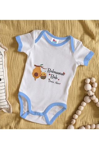 Bitmeyenkartus Bk Kids Kişiye Özel Mavi Bebek Body Zıbın - Model 13 Çok Renkli