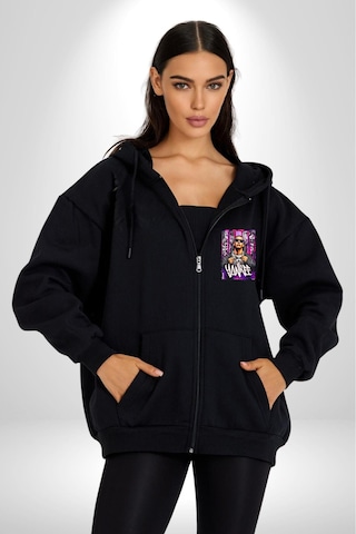 Angemiel Daddy Yankee Müzik Star Kadın Erkek Siyah Kapüşonlu Fermuarlı Baskılı Hırka Sweatshirt Siyah