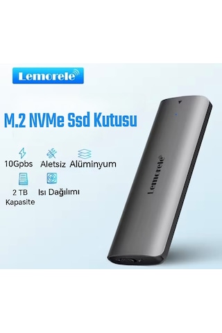 Lemorele M.2 Nvme Muhafaza Kutusu 2280/2260/2242/2230/ 10gbps Usb 3.2 Yüksek Hızlı Ce Lisanslı Sertifikalı Son Nesil Teknoloji Metal Sağlam