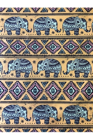 Enesar Home Elephant Etnik Fil Desenli Kumaş Kırlentlik Döşemelik Kumaş Dijital Baskı 100 x 140 cm