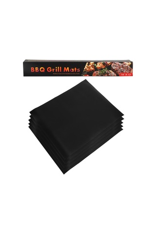 Hangfox 5 Adet Ptfe Cam Fiber Izgara Matı - Yeniden Kullanılabilir, Kolay Temizlenir, Fırın Ve Izgara Uyumlu, 40x33cm Siyah Diğer