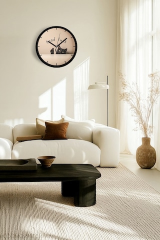 Good Luck Kedi Tasarımı Modern Duvar Saati - 30cm - Önü Camlı Siyah Kasa - Sessiz Mekanizma-jh1200 Siyah