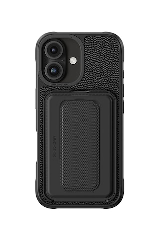 İphone 16 Uyumlu Kılıf Magsafe Özellikli Standlı Kartlıklı Set Amazingthing Glamour Luxe Serisi Kapak Siyah