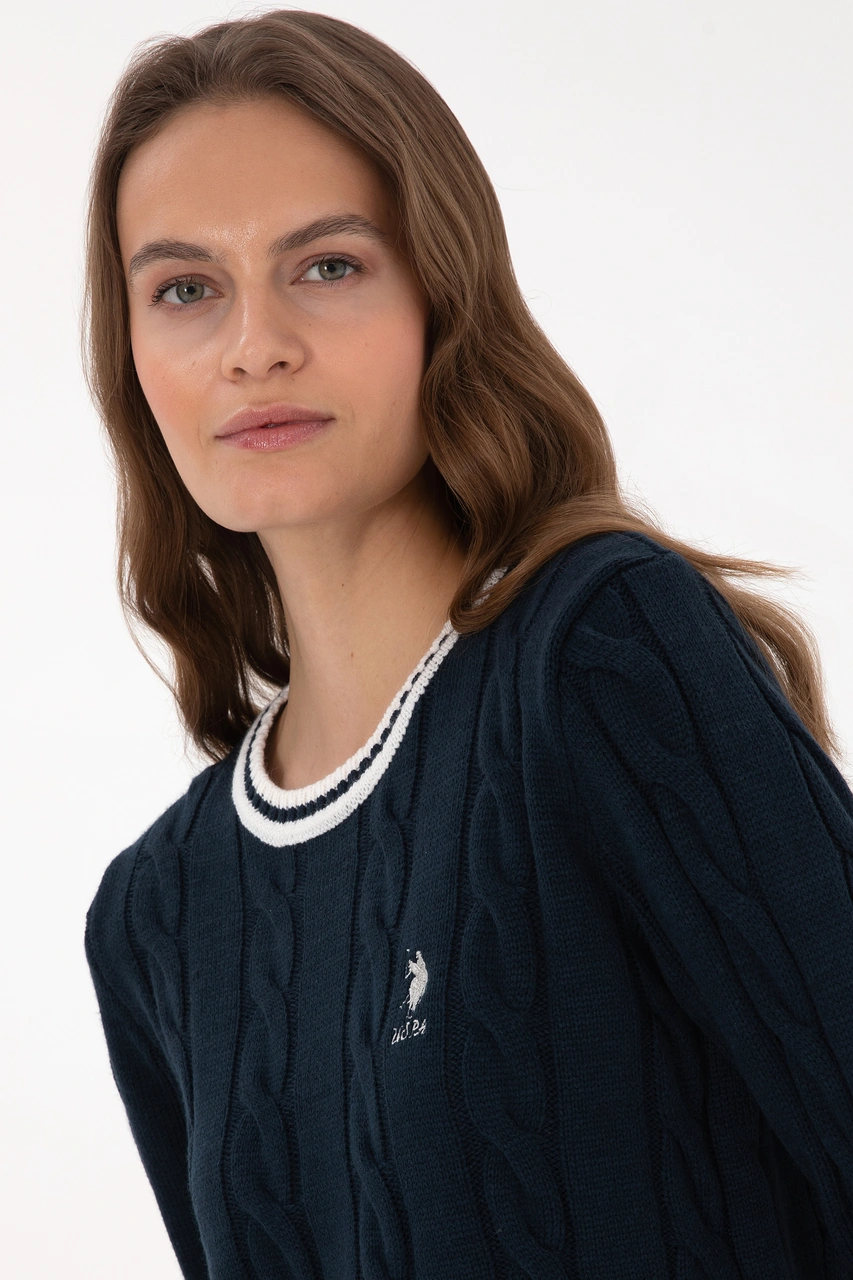 U.S. Polo Assn. Kadın Lacivert Bisiklet Yaka Kazak 50317182-VR033
