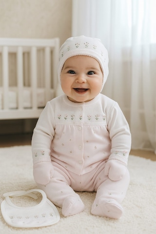 Milays 0-3 Ay Gaye Kız Bebek Renkli Çiçek Nakışlı %100 Pamuk 5li Set Açık Pembe
