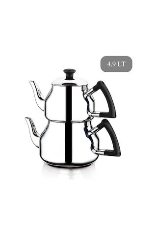 Özkent Marmaris Mega Boy 4,9 Lt Paslanmaz Çelik Çaydanlık Siyah K316 Siyah