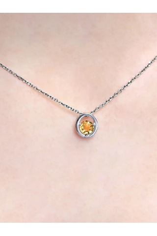 Uvelirnye Tradicii Doğal Sitrinli 925 Ayar Gümüş Kolye 219802145