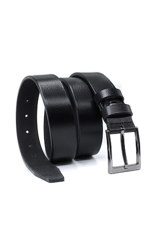 Klasik Erkek Kemeri %100 Derisi 3,5 Cm Tek Kat Siyah