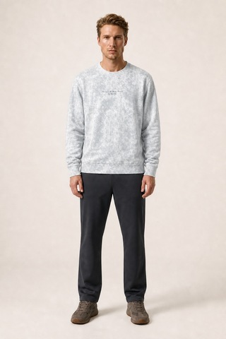 Redline Rummi Desenli Kışlık Yeni Sezon Erkek Regular Fit Sweatshirt Beyaz