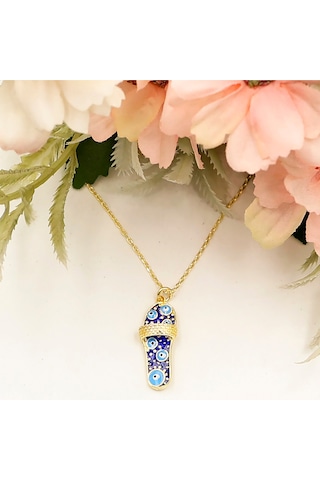 Nazar Boncuklu Gold Açık Terlik Kolye Rose - Gold -  Gümüş