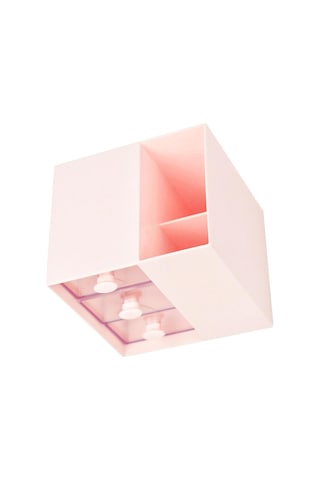 Masaüstü Kalemlik Organizer 7 Bölmeli Kawaii Kapaklı Mini Çekmeceli Kalemlik - Pembe Çok Renkli