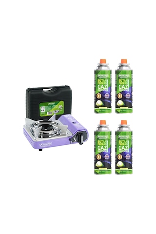 Orcamp Mini Çantalı Kamp Ocağı Mor 4 Kartuşlu Set Mor