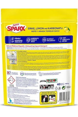 Asperox Sparx Diamond Bulaşık Makinesi Kapsülü 2x72 Li 144 Kapsül