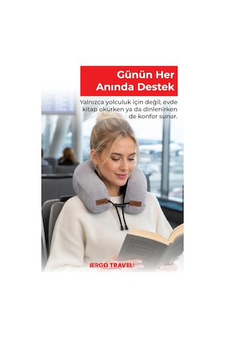 Viscofoam Lux Ortopedik Seyahat Yastığı Visco Boyun Destekli Seyahat Yastığı - Gri| Ergo Travel