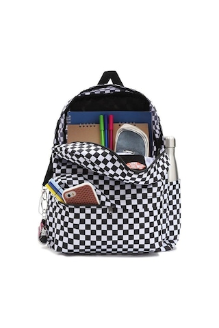 Vans Mn Old Skool Check Backpack Sırt Çantası Damalı Beyaz Siyah