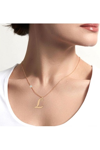 Pırlantalı L Harf Altın Kolye