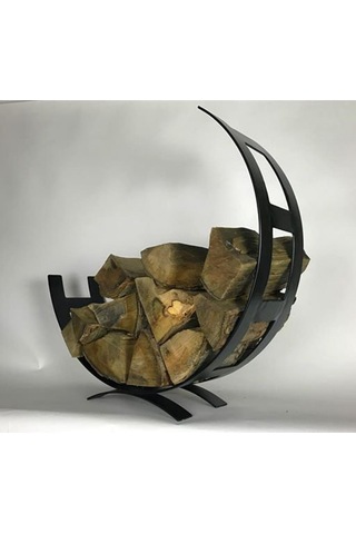 Şömine Odunluk Kova Ay Şeklinde Dış Mekan Odunluk