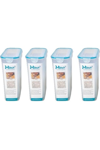 Hava Sızdırmaz Contalı Bakliyat Saklama Kabı 45 L 4 Lü Set Çok Renkli