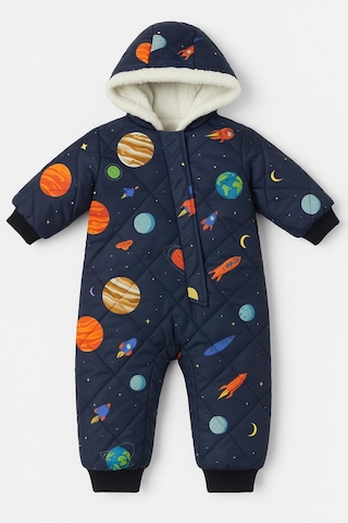 Freemen Bebek Astronot Tulum Kapüşonlu Ve Kürklü Lacivert