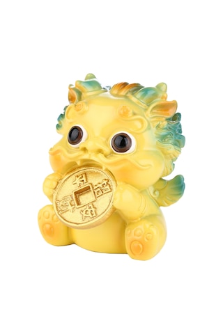 Neevoyu Küçük Sarı Pixiu Reçine Figürü - Para Ve Şans Simgesi, Masaüstü, Otomobil Dekorasyonu, Hediye Özel