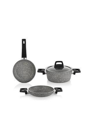 Schafer Eternal Derin Tencere 18Cm+Sahan 18Cm+Tava18Cm-Gri