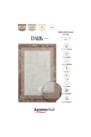 Dark Dk002a Bej Halı Kahverengi Kenar Çerçeveli Akrilik Tozuaz Modern Salon Halısı Yatak Odası-21 Açık Kahverengi - Kahverengi