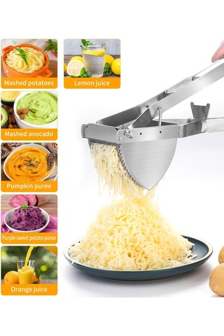 Tenfowee Paslanmaz Çelik El Yemeği Presi - Patates Püresi, Bebek Maması İçin İnce Delikli, Üstlü Püreleme Aracı, Ev Mutfağı Gereci Diğer