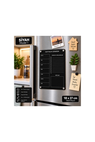 Haftalık Planlayıcı Silinebilir Buzdolabı Not Panosu - 18x27cm Sürpriz Hediyeli