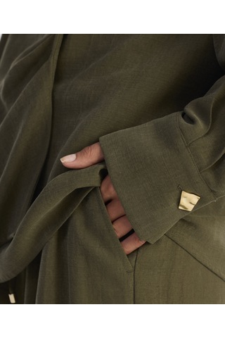 Yargıcı Geniş Gömlek Yaka Uzun Kol Gömlek 25kkgm6044x 007 Haki