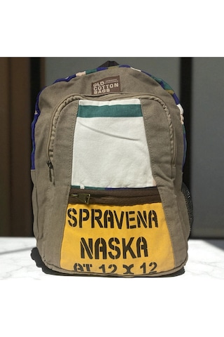 Old Cotton Cargo Kaliteli Renkli Vintage Salaş Disayn Günlük Sırt Gezi Okul Seyahat Çantası 28 Cm X 37 Cm Gri