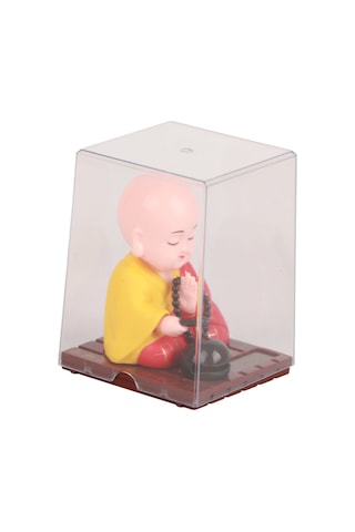 Shineyee Güneş Enerjili Otomatik Keman Çalan Küçük Rahip Figürü - Ev Ofis Araba Dekorasyonu Için Şans Ve Bereket Dilekleri Hediyelik Plastik Figür 456-02 Şeffaf Kutu Kırmızı