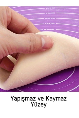 50x40 Cm Kaymaz Silikon Hamur Matı Yapışmaz, Kolay Temizlenir