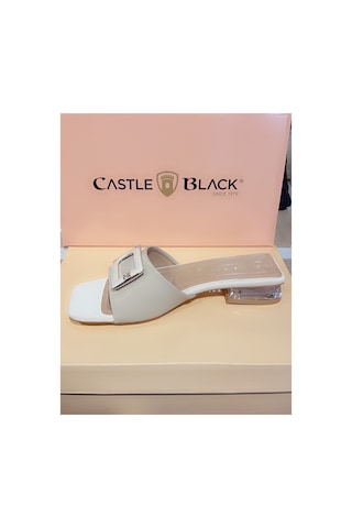 Arme Cıty Castle & Black Ac35828 Kısa Topuk Önü Taşlı Rahat Şık Terlik Bej