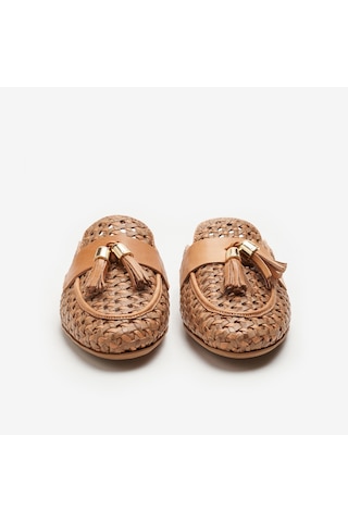 Shınefancy Terlik Kadın 95v7 Frau Woven Leather Mules Wıth Tassels
