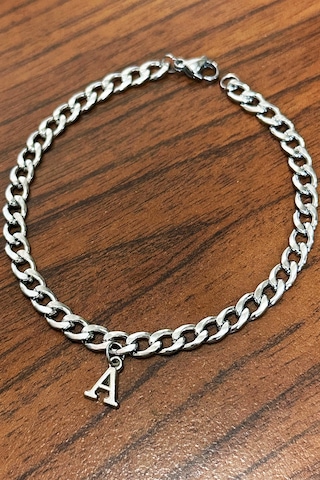 Kişiye Özel Harfli Gurmet Zincirli Unisex Çelik Bileklik Sevgiliye Eşe Hediye Eck06h Metalik