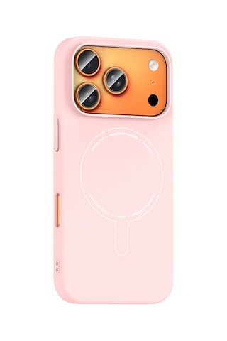 Apple iPhone Uyumlu Uyumlu 18 Pro Max Kılıf M-safe Şarj Özellikli Kamera Korumalı Zore Elio Sert Pc Kapak Açık Pembe