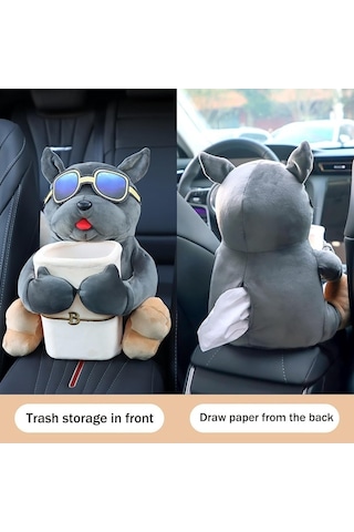 Createtech Sevimli Peluş Peçete Kutusu, Köpek Kağıt İçin Hayvan Dokulu Doku, Antik Adog 2'li Paket Antik